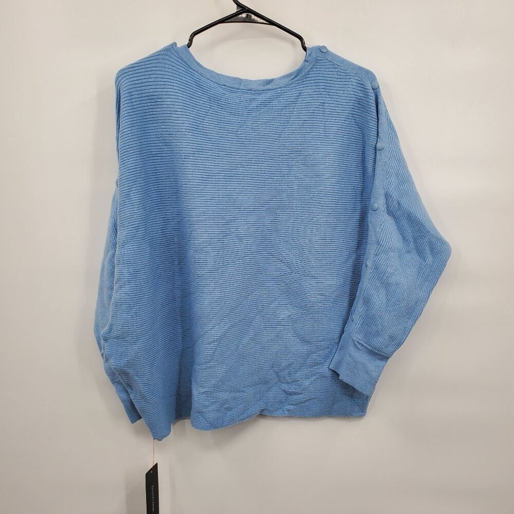 T Tahari Snap Detail Sleeve Knit Ribbed Sweater Top Women Size Plus 1X NWT Blue - Picture 10 of 16